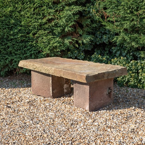 Old stone garden bench or coffee table