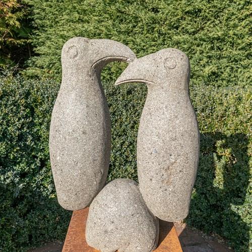 Hand Carved Love Birds Garden Statue