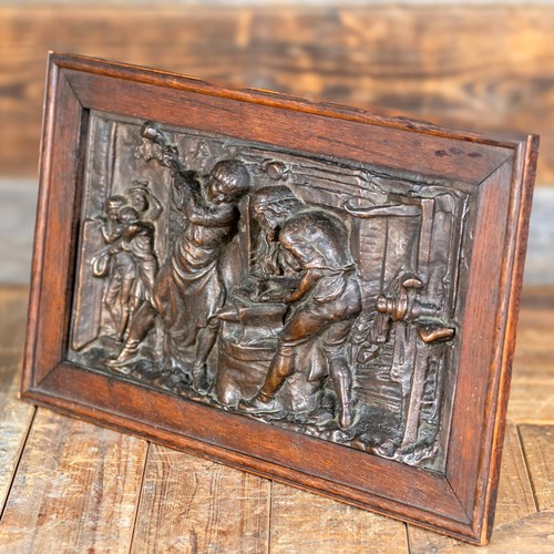 19Th Century Framed Bronze Blacksmiths Plaque