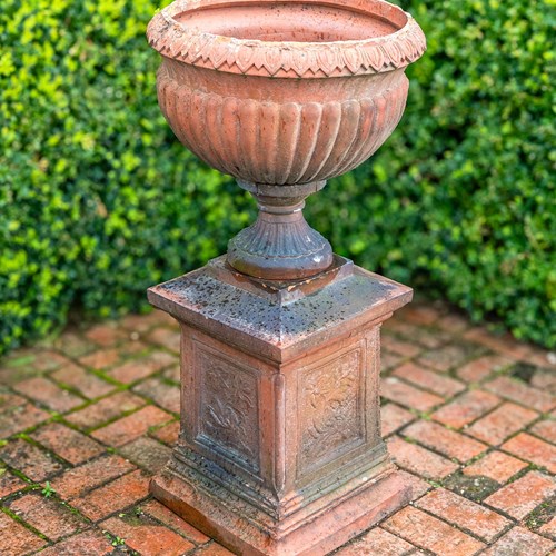 Antique Terracotta Urn On Plinth Circa 1900