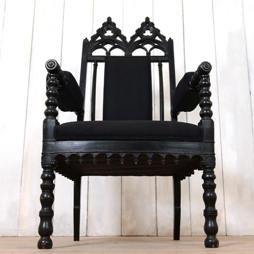 Ebonised Gothic Victorian chair