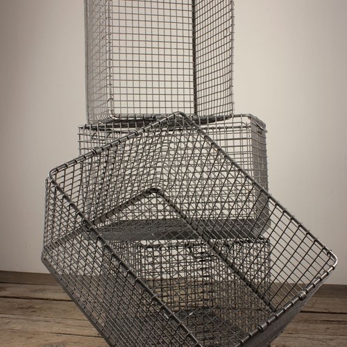 Vintage 80s Stackable Galvanised Wire Crates