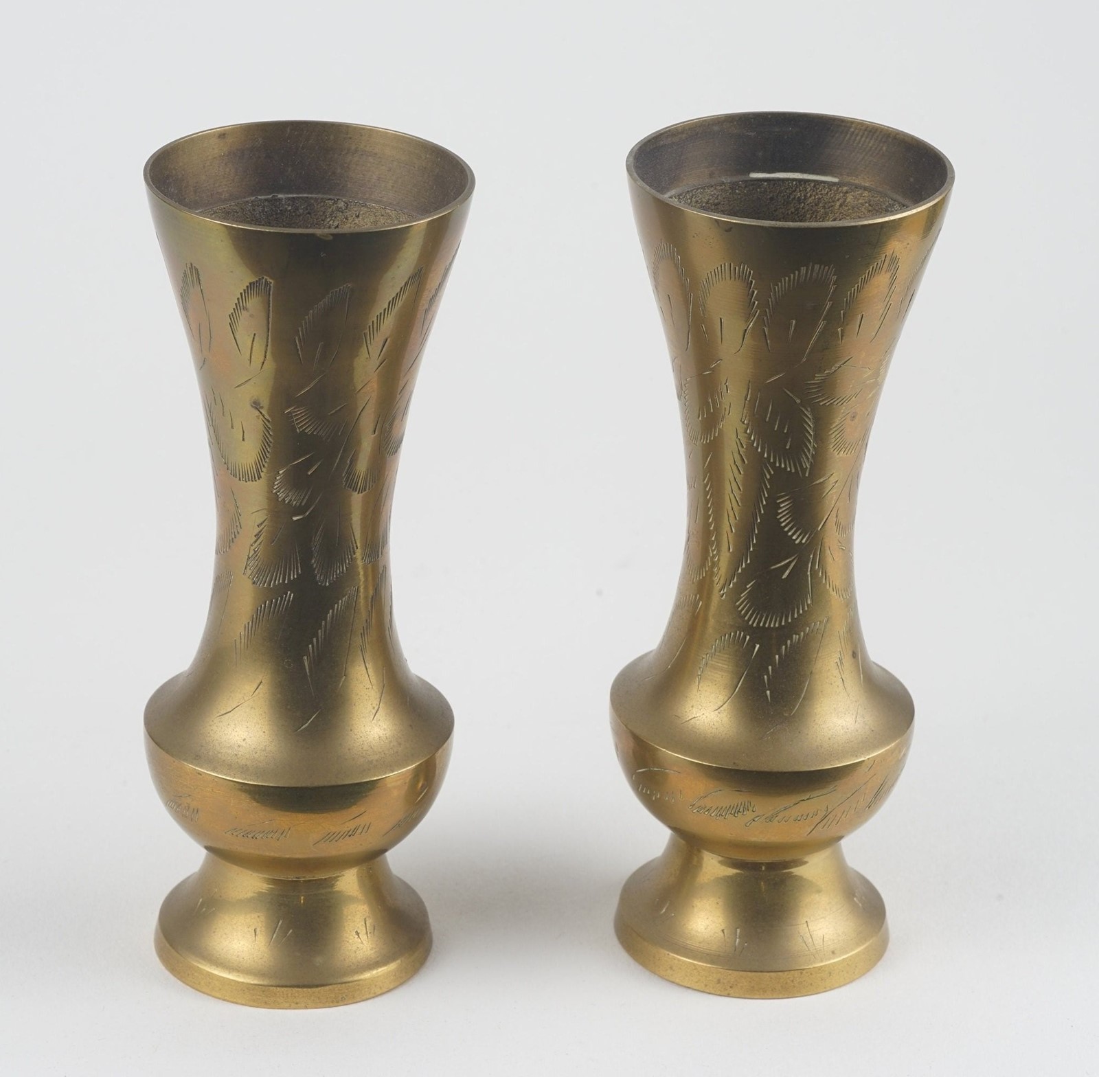 Pair Of Indian Brass Vases Circa 1945 - The Hoarde Vintage