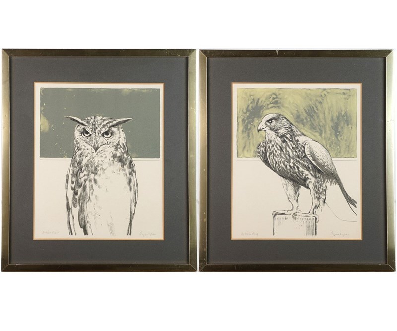 Bryan Organ, Pair Of Bird Lithographs - Peregrine Falcon And Eagle Owl-epilogue-one-antiques-organscover-main-638116534581735676.jpg