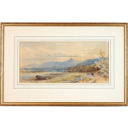 Lake View Of Snowdonia, Watercolour By Cornelius Pearson, 1868