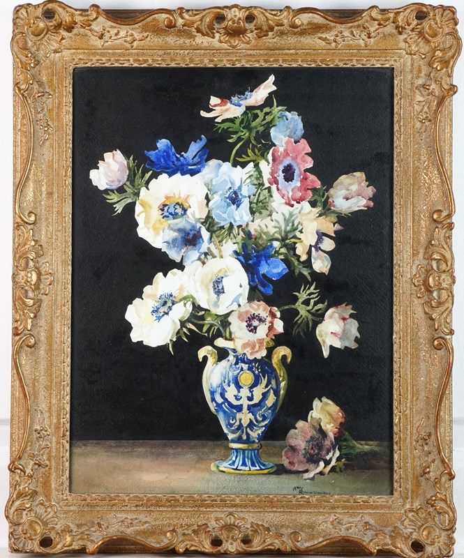 Still Life Of Anemones In Vase, Watercolour And Gouache By Amy Reeve Fowkes-epilogue-one-antiques-pic23-main-638058529209810751.jpg
