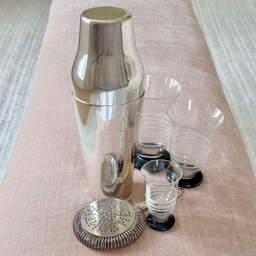 Art Deco era French silver plated Parisienne cocktail shaker