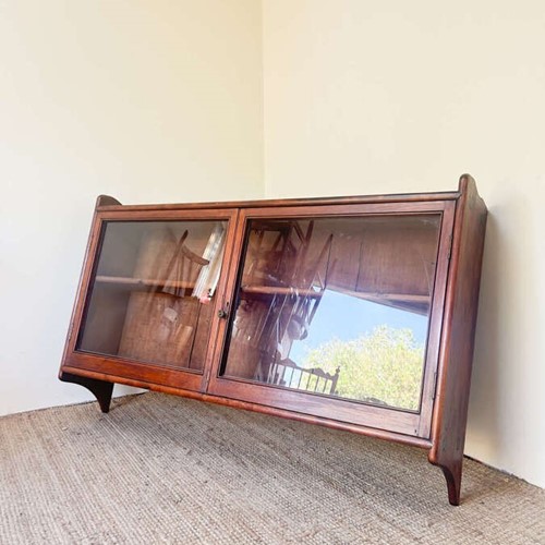 Vintage Mahogany Wall Cabinet with Glass Front