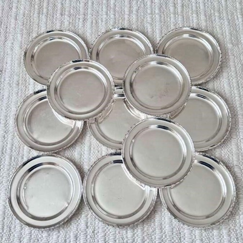 Rare Set 12 Antique Railway 'Hotel Silver' Plates c1895-1910