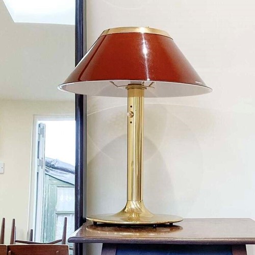 Mars Table Lamp By Per Sundstedt For Atelje Lyktan AB, Sweden Red & Brass
