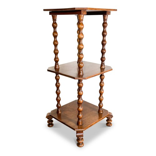 Small Mahogany Three Tiered What Not With Bobbin Turned Upright Supports