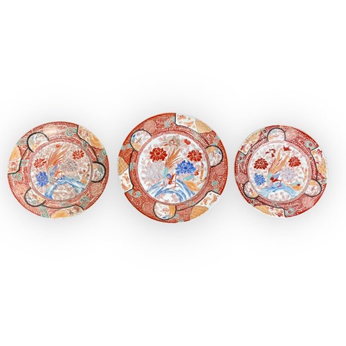 Trio Of Meiji Period Kutani Hand Decorated Plates