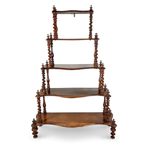 Walnut And Rosewood Five Tiered Wotnot Etagere