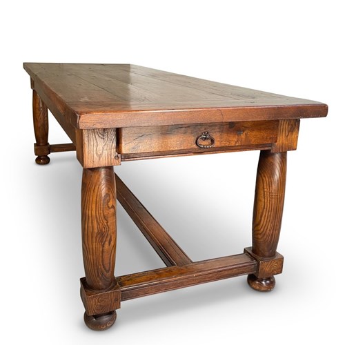 Chestnut Dining Table With Two End Drawers