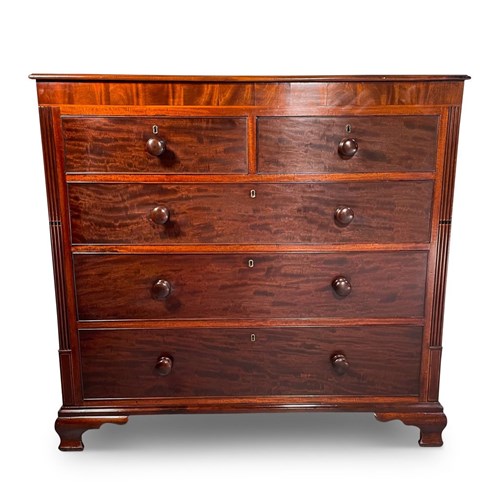 Cross Banded Mahogany Chest Of Two Over Three Drawers