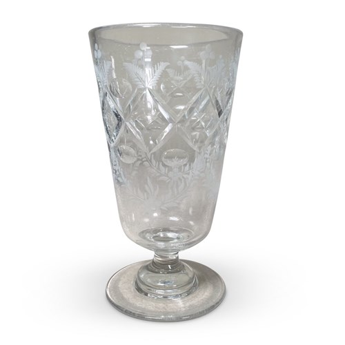 Etched And Cut Glass Celery Vase