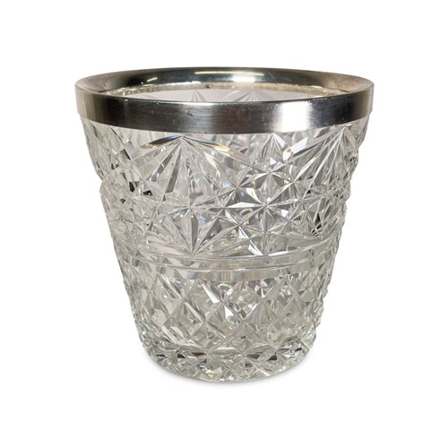 Cut Glass Ice Pail With Silver Rim By John Grinsell & Sons