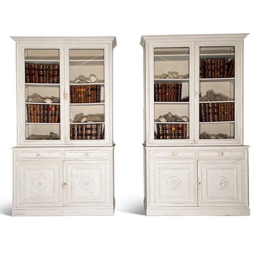Pair Of Painted Fruitwood Bibliotheques