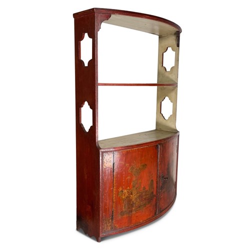 Bow Fronted Lacquered Chinoiserie Wall Shelf