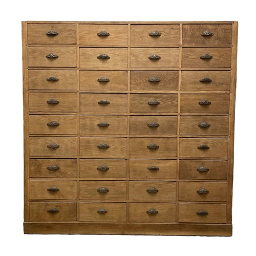Stunning Large Bank Of Oak Drawers 