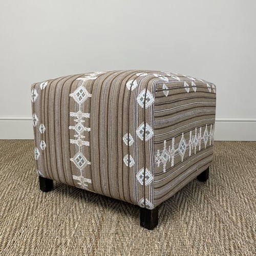 Newly Upholstered Cubed Footstool