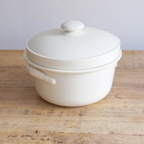 Large Antique French Stoneware Tureen With Lid