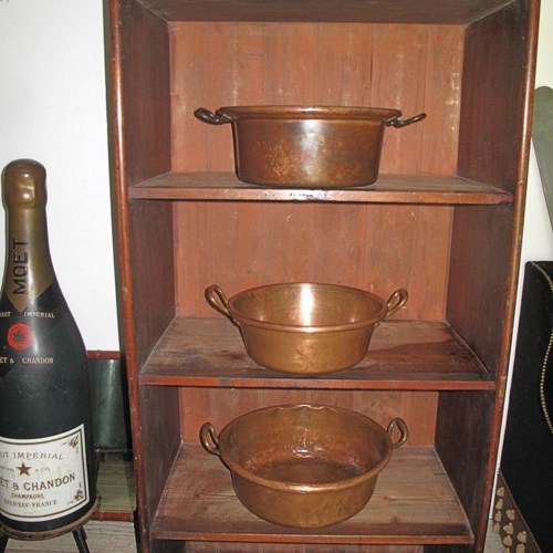 Three Antique Copper Pans