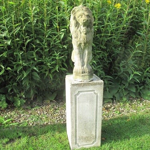Stone Lion On Signed Plinth