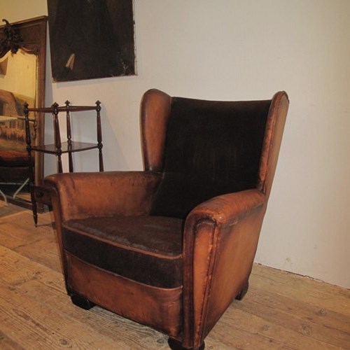 Leather And Velvet Chair