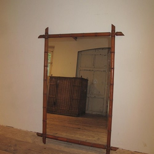 Large Antique Faux Bamboo Mirror