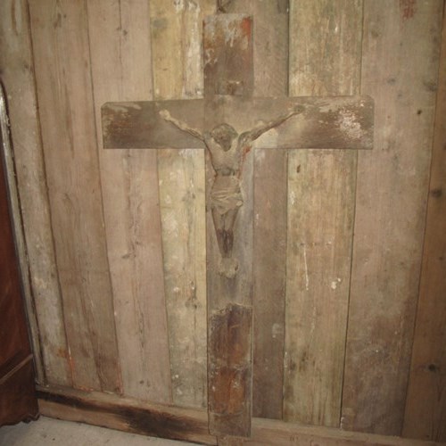 Large 18Th Century Wooden Crucifix