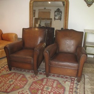 Pair Of Leather Club Chairs
