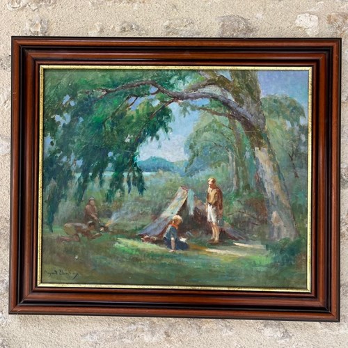 1940'S Signed Oil On Canvas