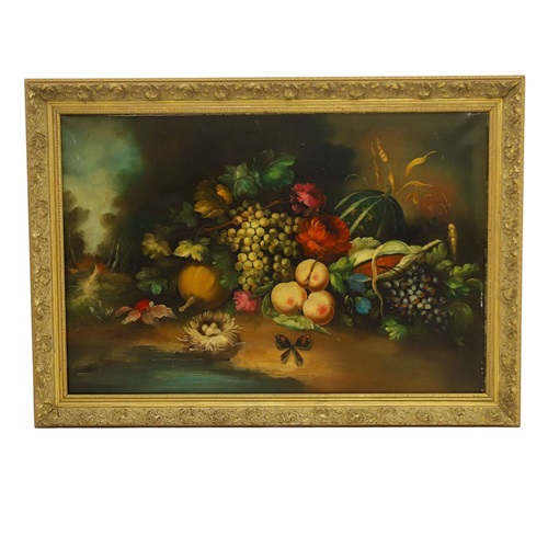 20Th Century Italian Oil On Canvas Still Life Painting Of Fruit