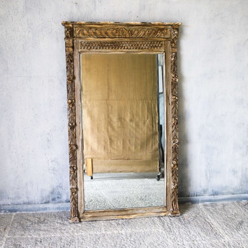 19Th Century French Tall Pier Mirror With Carved Lion Masks