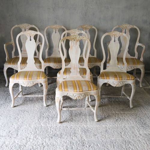 Set Of Eight Swedish Dining Chairs 