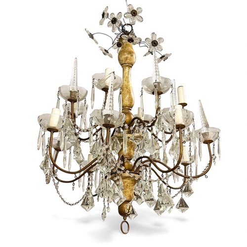 Large 19Th Century Crystal Chandelier Circa 1940’S