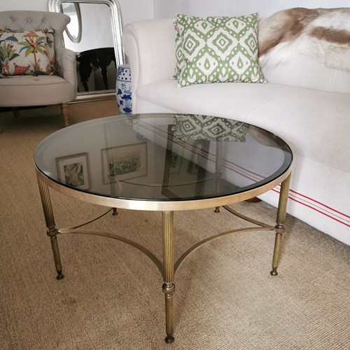 French Brass And Glass Coffee Table 