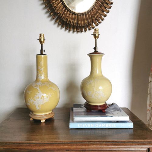 Chinese Yellow Ceramic Lamp