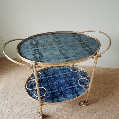 French Brass & Glass Drinks Trolley 