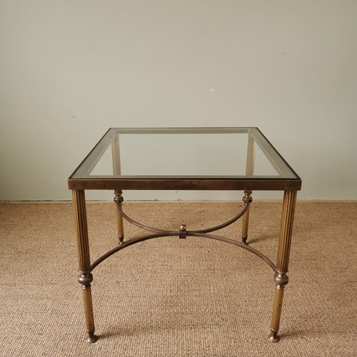 French Brass & Glass Side Table