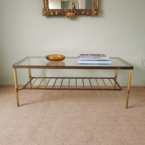 French Brass And Glass Coffee Table 