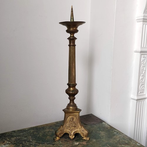 French Antique Brass Candlestick