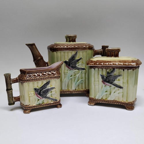 Arts & Crafts Majolica Tea Trio