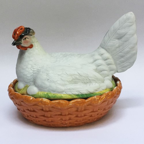 Bisque Hen On A Basket  