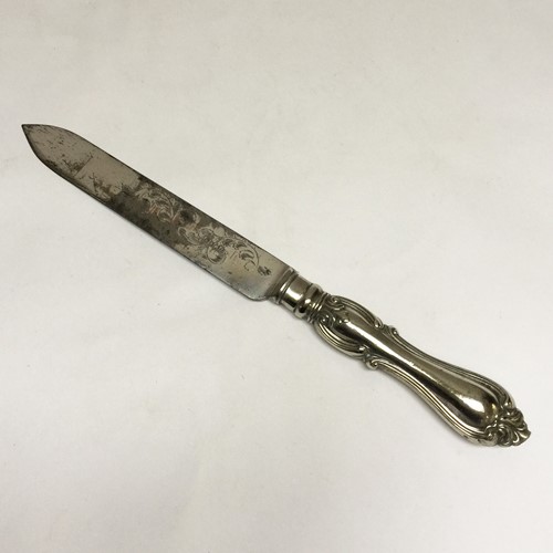 Silver Plated Cake Knife With Rococo Handle