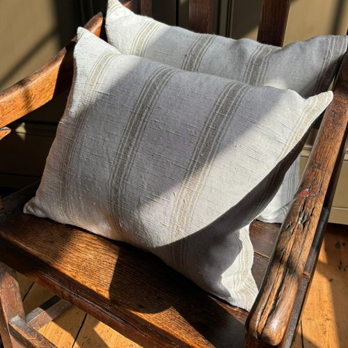 Vintage European Striped Textile Cushion