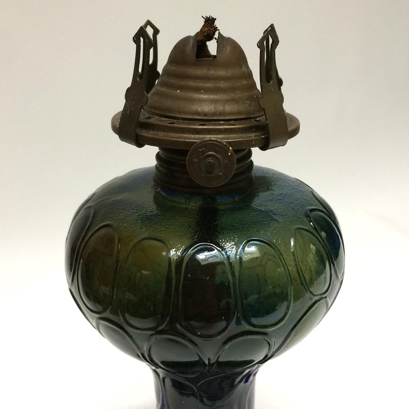 Unusual Oil Lamp With Green/Blue Glass Body-general-store-no-2-6-main-637295707497921784.JPG
