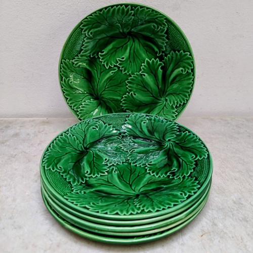 Set Of Six French Majolica Plates