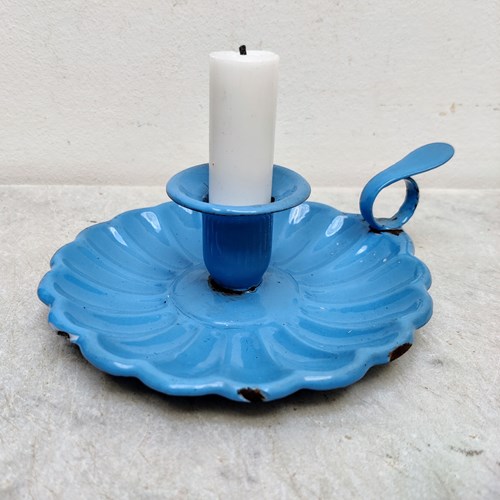 French Fluted Enamel Candlestick